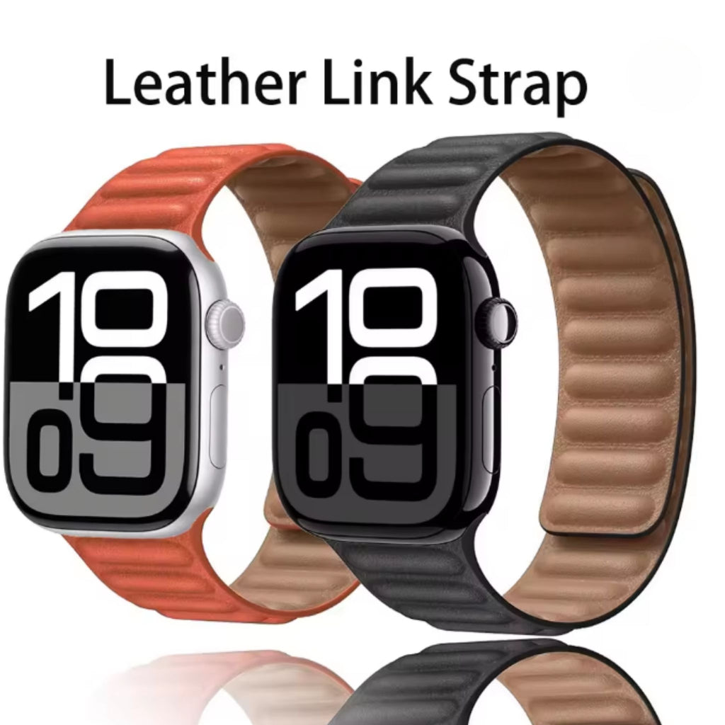 Apple Watch Leather Band - Magnetic Closure for Series 10-4, Ultra 3-1, SE (40-49mm)