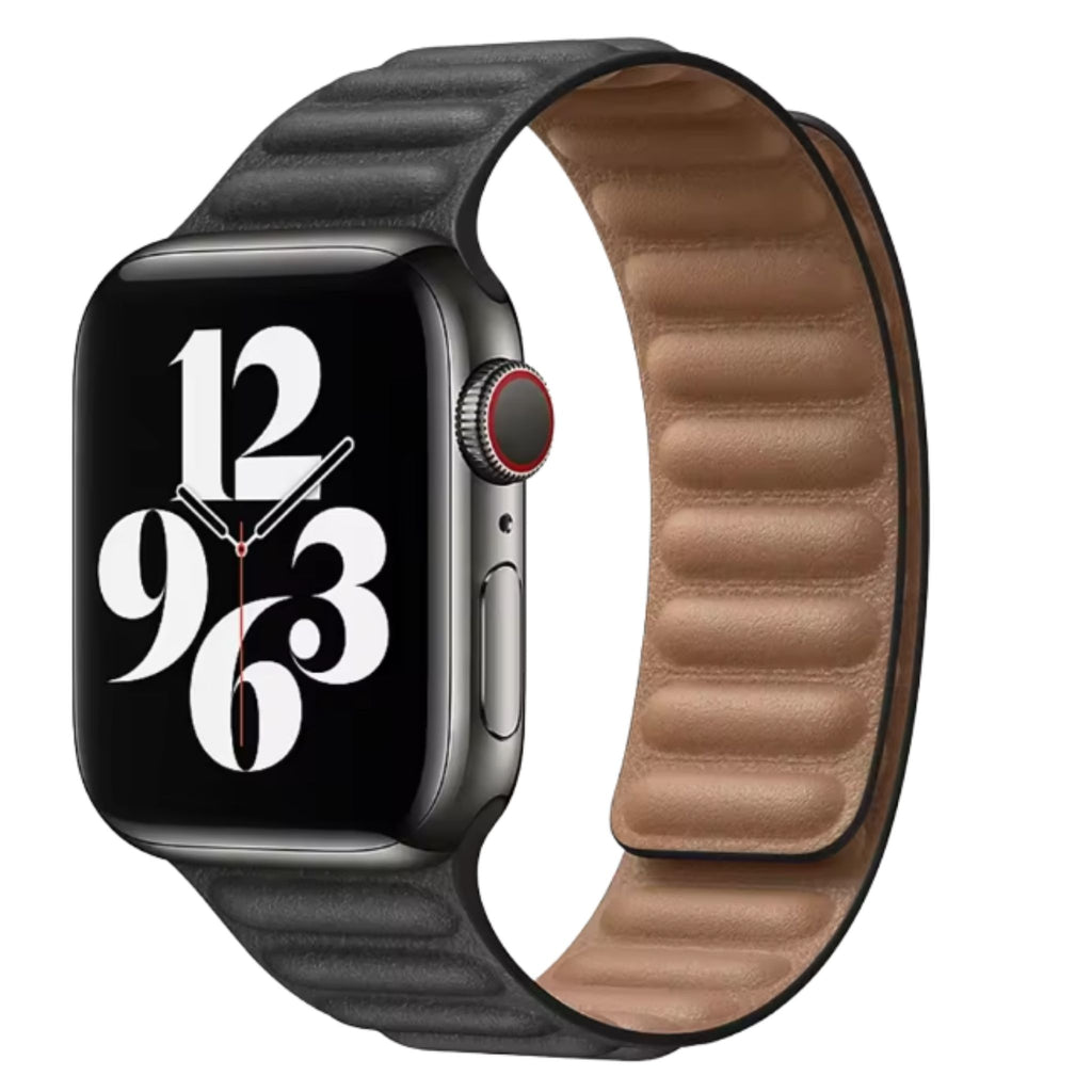 Apple Watch Leather Band - Magnetic Closure for Series 10-4, Ultra 3-1, SE (40-49mm)