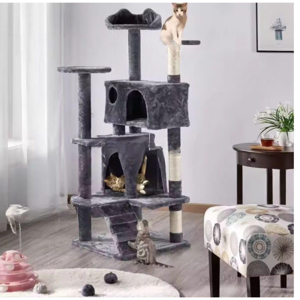 Cat Tree with Hammock and Scratching Post Tower