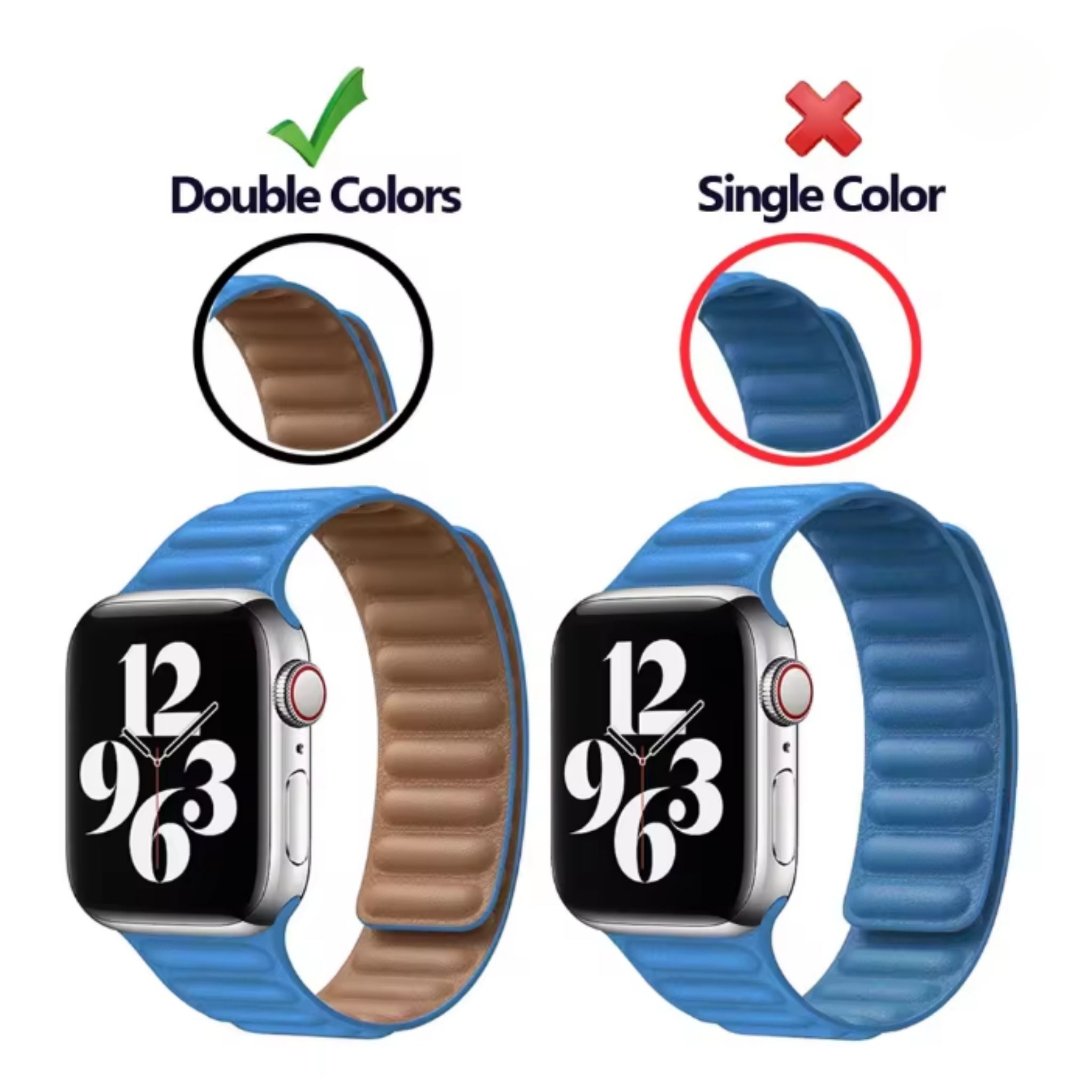 Apple Watch Leather Band - Magnetic Closure for Series 10-4, Ultra 3-1, SE (40-49mm)